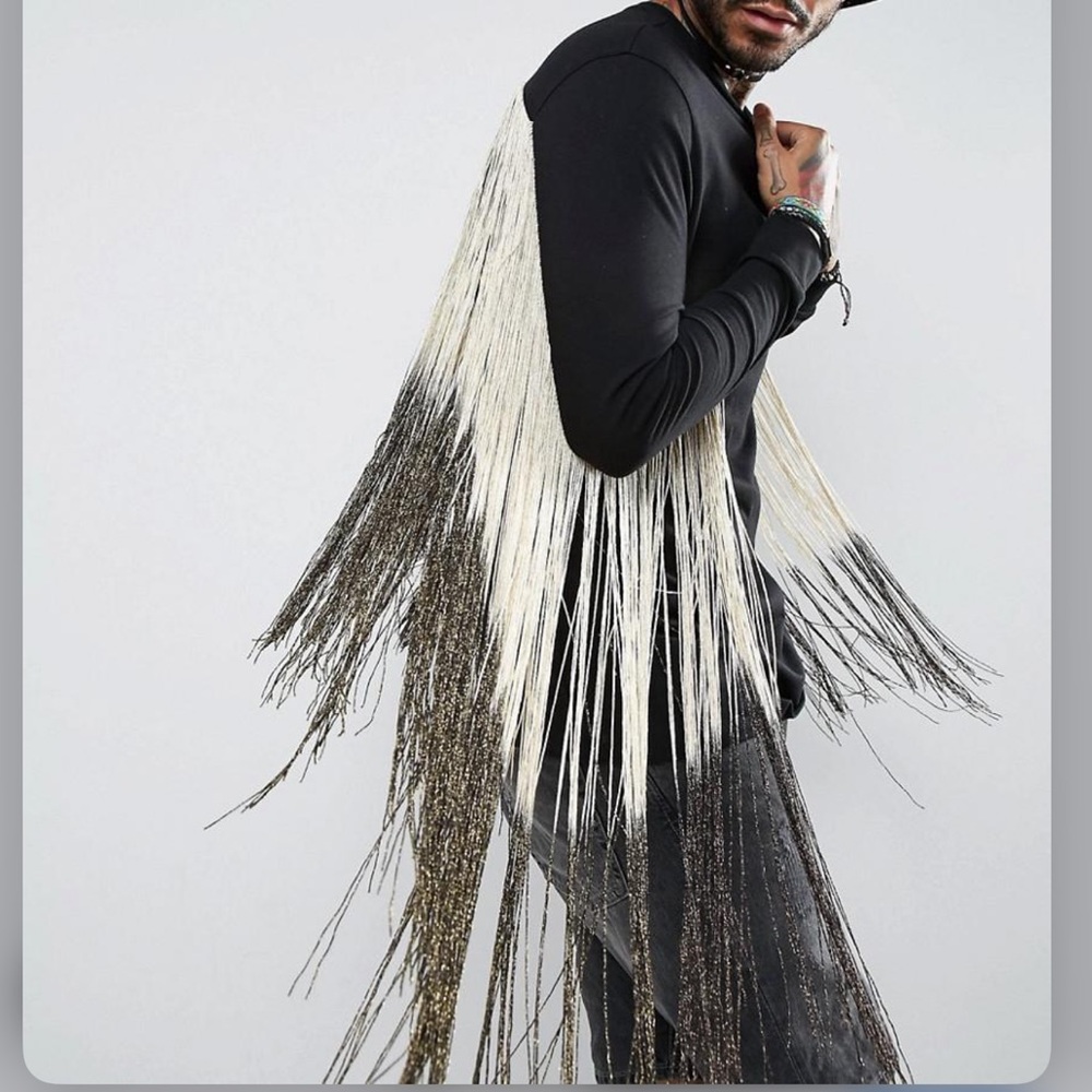 ASOS Men's Black Festival The Rolling Stones Long Sleeve With Extreme Fringe